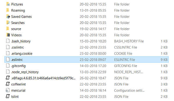 .eslintrc file path