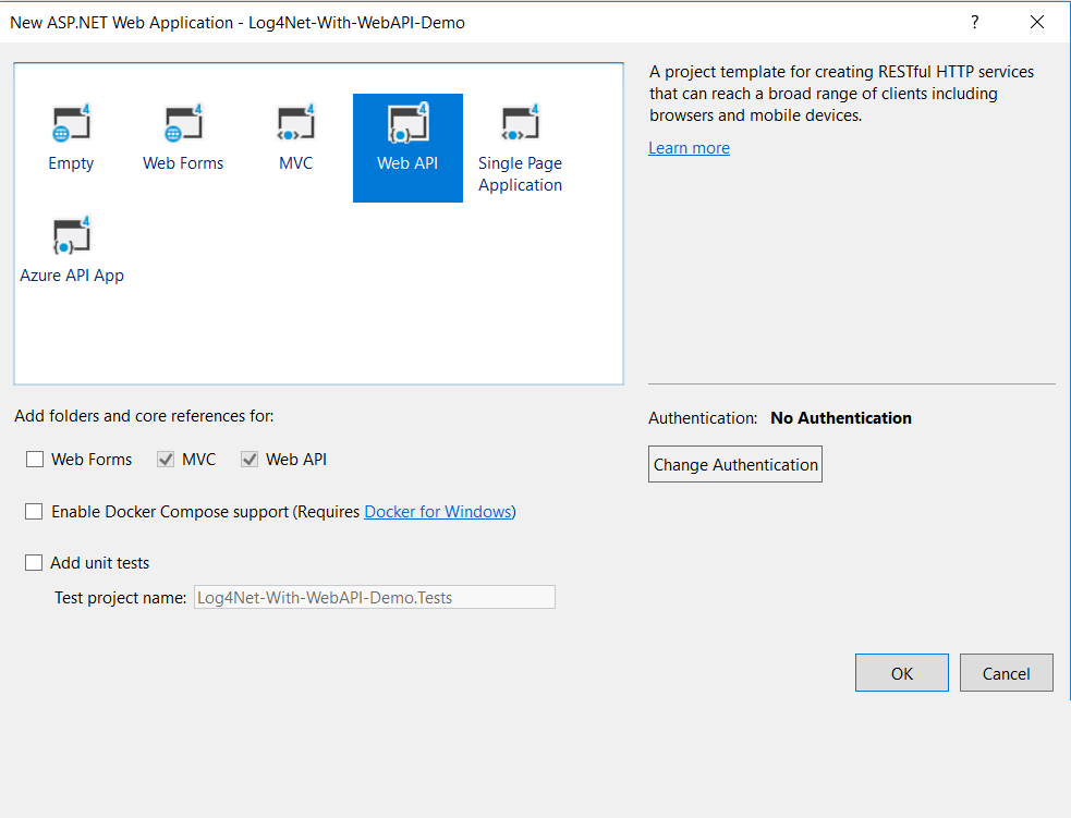 Integrating Log4Net with ASP.NET Web API2 and SQL Server